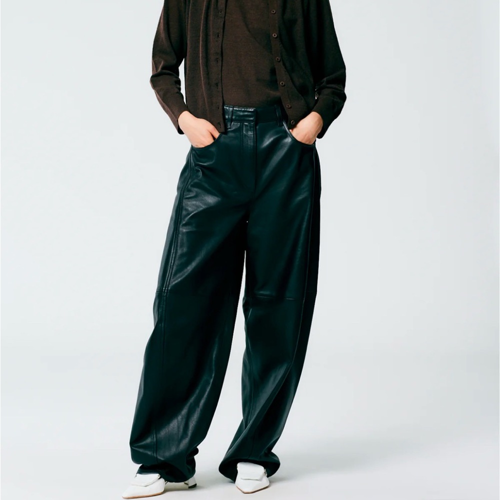 TIBI Bkack Leather Sid Pant